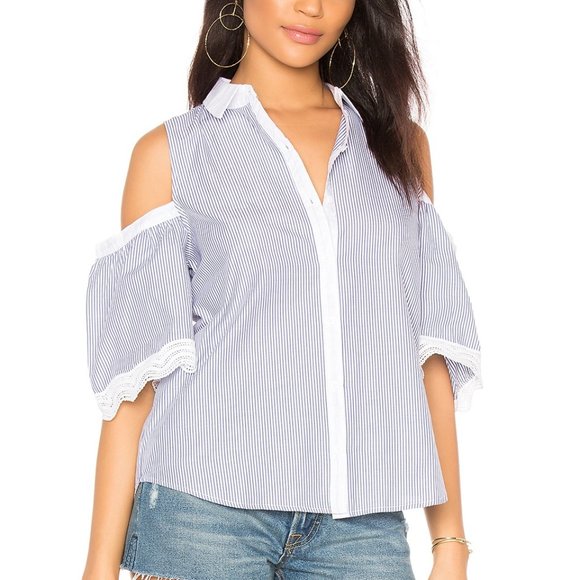 BB Dakota Jager Striped Cold-Shoulder Blouse - Picture 6 of 9